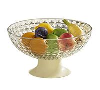 Vassoio Portafrutta con base, 10,2 pollici in plastica con piedini per spuntini, verdura, frutta, cestino, vassoio di scarico staccabile per il bancone della cucina(Trasparente)