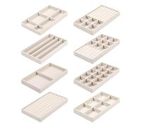 Vassoio portagioie, 8 pezzi, impilabile, organizer per gioielli, per cassetti, portagioie da donna, per riporre orecchini, anelli, bracciali e collane, orecchini