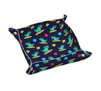 Vassoio portagioie in pelle per uomo e donna, portatile, ideale per l'ingresso, il comodino, la scrivania o i viaggi (con stampe di surfisti, dinosauri e mostri).