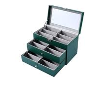 Vassoio portaocchiali, Organizer for custodia for occhiali da sole, con chiusura a chiave, verde, dimensioni multiple(33.5x22.5x19.5cm)