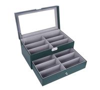 Vassoio portaocchiali, Organizer for display for occhiali da sole Cassetto con serratura a 12 slot Verde Nero 13,2 x 7,6,1 pollici(Grün)