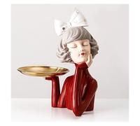 Vassoio portaoggetti a forma di ragazza con fiocco e bolle, statuetta in resina, ornamenti da tavolo, luce, regalo di lusso for inaugurazione della casa, decorazione for la casa.