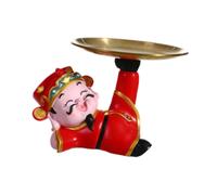 Vassoio portaoggetti da scrivania con statua del Dio della fortuna per la