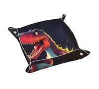 Vassoio portaoggetti in pelle con dinosauro dalla bocca grande, piccolo elegante e personalizzato per piccoli oggetti e cosmetici organizer