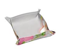 Vassoio portaoggetti in pelle con fiori di Cinchona, portachiavi, monete, orologi, orecchini e altri accessori, un must per la casa