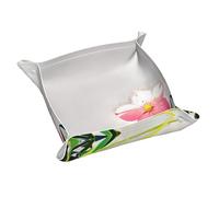 Vassoio portaoggetti in pelle con fiori di Cinchona, portachiavi, monete, orologi, orecchini e altri accessori, un must per la casa