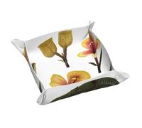 Vassoio portaoggetti in pelle con fiori strani, portachiavi, monete, orologi, orecchini e altri accessori, un must per la casa