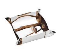 Vassoio portaoggetti in pelle con gufo su ramo, portachiavi, monete, orologi, orecchini e altri accessori, un must per la casa