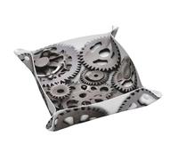 Vassoio portaoggetti in pelle con ingranaggi meccanici, portachiavi, monete, orologi, orecchini e altri accessori, un must per la casa