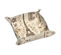 Vassoio portaoggetti in pelle con stampa di cartoline vintage Parigi, impermeabile e facile da pulire per chiavi, gioielli, trucco e altri piccoli oggetti. Piccolo 24 x 23 cm