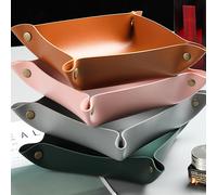 Vassoio portaoggetti in pelle per anelli, orecchini e bracciali; organizzatore da comodino e cassettiera; vassoio multiuso per orologi e monete; supporto per telefono e chiavi con stampa di parole ing