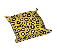 Vassoio portaoggetti in pelle per uomo e donna, con stampa leopardata, floreale e gialla, ideale per il comodino e l'arredamento della casa.