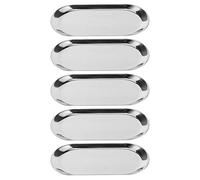 Vassoio portaoggetti per gioielli - 5 pezzi vassoio portasciugamani ovale in acciaio inossidabile per cosmetici vassoio portagioielli superficie liscia(Argento)