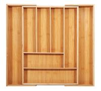 INTIRILIFE Organizzatore per cassetti per posate bambù Estensibile fino a 8 scomparti -33-50 x 43 x 5 cm- Dimensioni regolabili, inserto per cassetti, cassetto per posate utensili da cucina