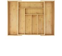 Vassoio portaposate in bambù con 6-8 scomparti | Cassetto in legno 32-52 x 43 x 5 cm for cucina: organizza posate e utensili