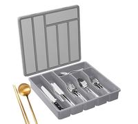 Vassoio portaposate per cassetto della cucina, vassoio portaposate a 6 scomparti, vassoio per utensili da cucina, organizer per cassetti per posate con coperchio, per organizzare cucchiai, forchette e