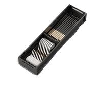 Vassoio portaposate regolabile in alluminio | Nero Bianco Dimensioni multiple: for riporre posate e utensili nel cassetto(46x15cm Black)