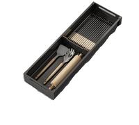 Vassoio portaposate regolabile in alluminio | Nero Bianco Dimensioni multiple: for riporre posate e utensili nel cassetto(41x10cm Black)