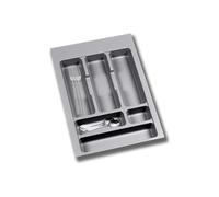 Vassoio Portaposate Regolabile in Plastica Grigio 48x34cm - Organizer Cassetti Cucina per Posate e Utensili, Adatto a Cassetti 40cm