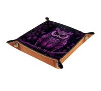 Vassoio portatile per rollare i dadi a forma di gufo, in pelle di microfibra, per giochi di ruolo e giochi di ruolo, giochi da tavolo o chiavi, 20,5 x 20,5 cm