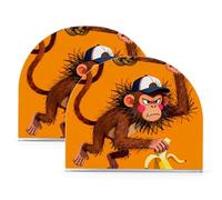 Vassoio portatovaglioli in acrilico arancione a forma di scimmia dei cartoni animati, per feste, matrimoni, eventi, autoportante, decorazione per la casa per bagno, ristorante, confezione da 2