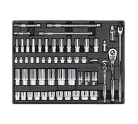 Vassoio Portautensili con Presa Set 55pc 1cm & 1.3cmSq Drive TBT31 Sealey Nuovo
