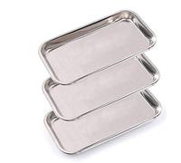 Vassoio professionale per procedure dentali in acciaio inox chirurgico per uso medico, per ispessimento e strumenti da laboratorio, tipo piatto, confezione da 3