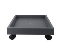 Vassoio quadrato in plastica con 4 ruote silenziose per piante in vaso da esterno, resistente alle intemperie, colore grigio, 1 pezzo (interno 27 cm)