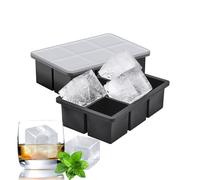 Vassoio quadrato in silicone per cubetti di ghiaccio con coperchio, facile rilascio, confezione da 2, vassoi per ghiaccio per congelatore, flessibili, senza BPA, grandi cubetti di ghiaccio che si