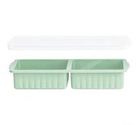 Vassoio refrigerante in silicone con coperchio a prova di perdite per zuppe, salse e brodi, impilabile, lavabile in forno e lavastoviglie, BPA (28,8 x 14,4 x 0,9 cm) (verde)