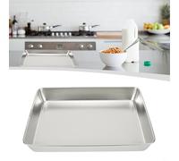Vassoio rettangolare in acciaio inox per servire verdure e snack con bordi profondi per evitare fuoriuscite, finitura a specchio e lavabile in lavastoviglie per uso in cucina (40 x 35 x 5,5)