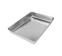 Vassoio rettangolare in acciaio inox per servire verdure, riso e snack, adatto per cucina e uso esterno (40 x 35 x 5,5 cm)