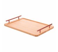 Vassoio rettangolare in bambù, 40x25 cm, manici oro rosa, Natural