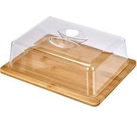 Vassoio Rettangolare in Bambù con Coperchio in Plastica Trasparente 19x12,5x6 cm Elegante Contenitore per Alimenti, Formaggi, Dolci e Snack Ideale per Servire e Conservare Design Naturale ed Ecologico