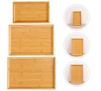 Vassoio rettangolare in bambù da 3 pezzi, vassoio da tè rettangolare, piatto da