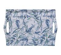 Vassoio rettangolare in melammina con manici e fiori in blu e bianco 5 x 31 x 44 cm