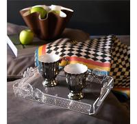 Vassoio Rettangolare small in cristallo acrilico LE JARDIN dimensioni 32x22xh 6,2 cm, (adatto x 6 Bicchieri o 4 tazzine con piattino) trasparente trasparente