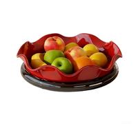 Vassoio rotante per frutta, 25,7 x 6,8 cm, vassoio creativo per snack, base girevole a 360 gradi, design ad alto drenaggio, per riunioni di cucina e soggiorno (rosso)