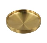 Vassoio rotondo a doppio strato in acciaio inossidabile dorato con resistenza rinforzata e isolamento termico, dotato di base antiscivolo per servire in modo sicuro ed elegante (17 cm)