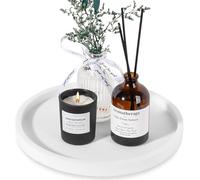 Vassoio rotondo da bagno in silicone, decorativo, porta sapone da cucina, organizer per tavolino da caffè, decorazione per candele, profumi, piante (bianco, 23 cm)