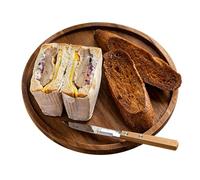 Vassoio rotondo - da portata in legno impermeabile, tavola multiuso | Espositore in teak per formaggio, caramelle, pizza, salumi, sollevatore per cucina, tavolo da pranzo, supporto decorativo