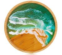 Vassoio rotondo decorativo per tavolino da caffè: Hanobe Circle Bamboo Ocean modello resina vassoi da portata Decor per ottomano cucina bagno Vanity Counter Home Decor