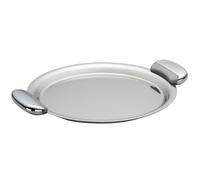 Vassoio Rotondo JOINT EME 30 cm in acciaio inox lucido con coperchio inox manicatura in metallo pressofuso finitura lucida e sabbiata inox lucido