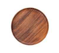 Vassoio rotondo realizzato in noce massello per servire il tè, presentazione di frutta e pasti leggeri (marrone, 20 cm)