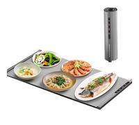 Vassoio scaldavivande pieghevole, tappetino riscaldante elettrico in silicone da 300 W, display touch screen intelligente e 8 temperature regolabili, timer 8 ore per cene in famiglia, feste, buffet