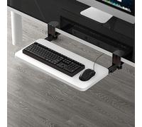 Vassoio scorrevole per tastiera con tappetino per mouse e supporto morsetto a C, per casa, ufficio, gaming, regolabile, 75 cm, bianco, soluzione ergonomica sotto la scrivania