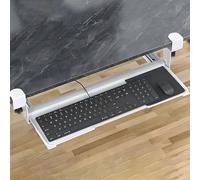 Vassoio scorrevole per tastiera, in acciaio laminato a freddo con funzione anti-caduta, montaggio con clip a C per una facile installazione, salvaspazio, per casa e ufficio