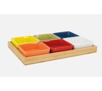 VASSOIO SET PER ANTIPASTI CON 6 CIOTOLE COLORATE