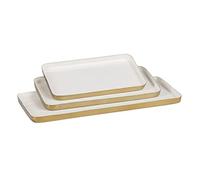 Vassoio snack 47 x 20,5 x 2 cm oro bianco ferro 3 pezzi