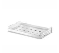 Vassoio trasparente infrangibile ed impilabile con fori circolari Ø 28 mm per uso contract in Tritan 53x32.5xh7.5 cm colore Bianco bianco